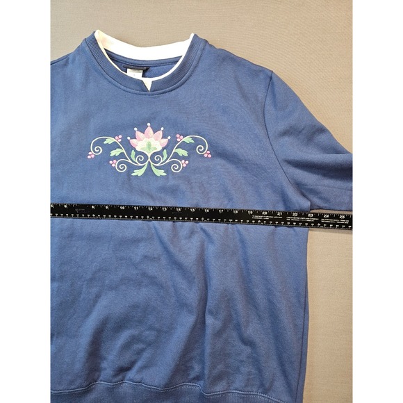 Pembrook Blue Floral Embroidered Sweatshirt Jogger Pants Set Women's Size L NWT - Picture 5 of 12